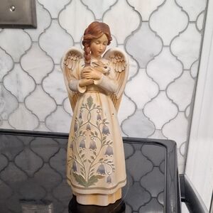 Angel Figurine with Brown Hair and Cream Dress